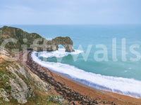 Panoramic ocean wall mural installed in a guest bedroom