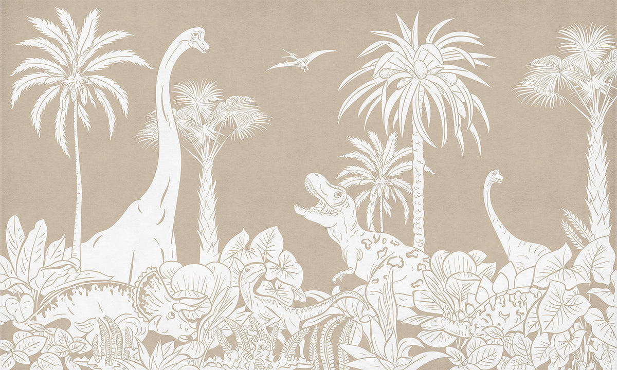 Monochrome Dino Brown Wall Mural in your room