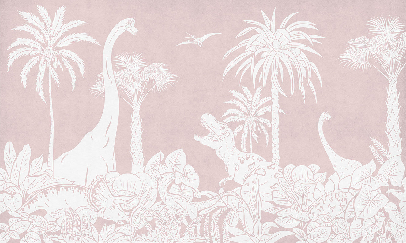 Monochrome Dino Pink Wall Mural