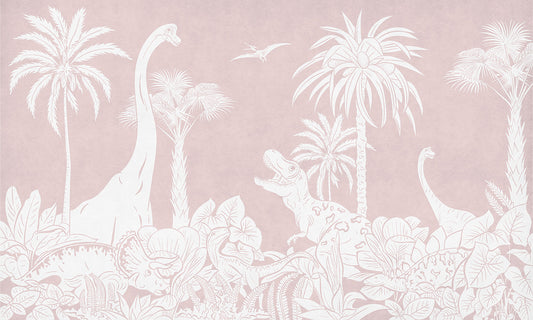 Monochrome Dino Pink Wall Mural