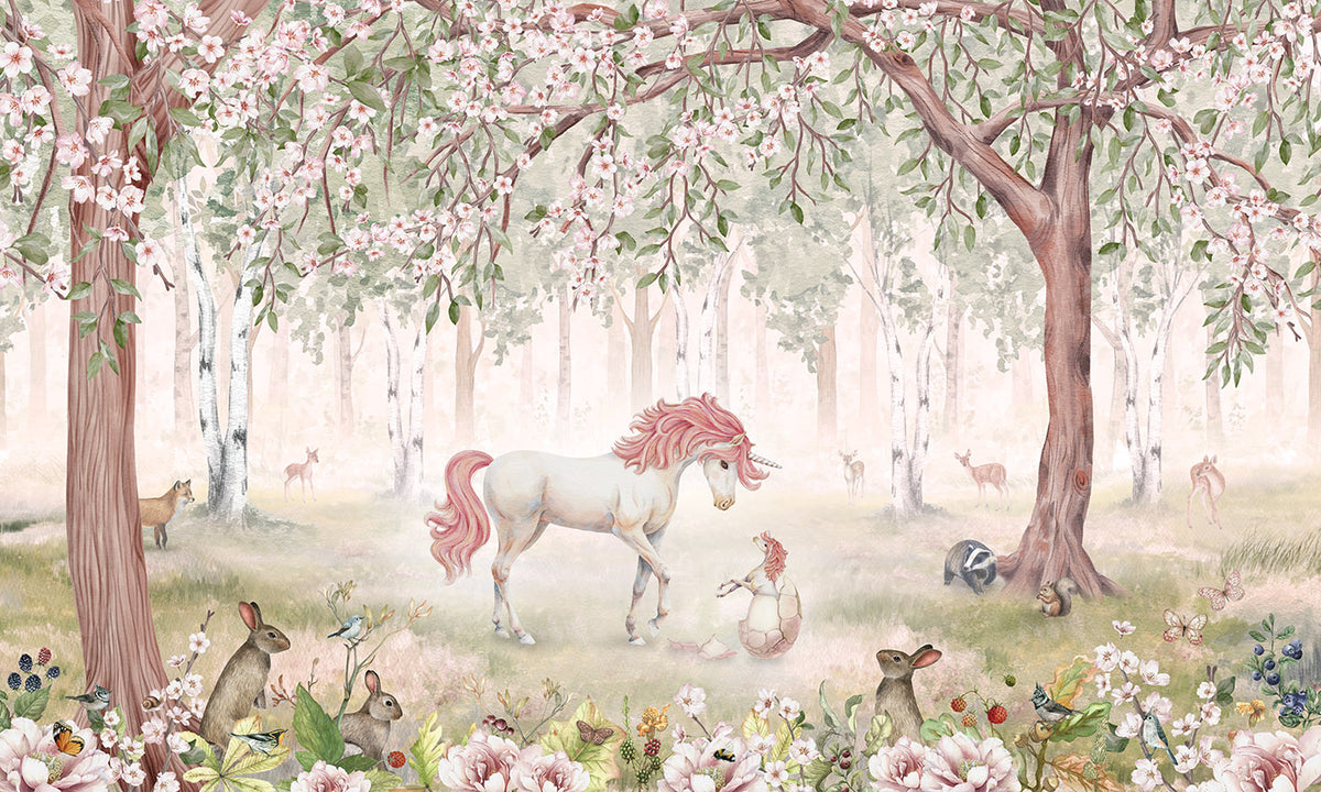 Unicorn Forest Green Wall Mural in your room