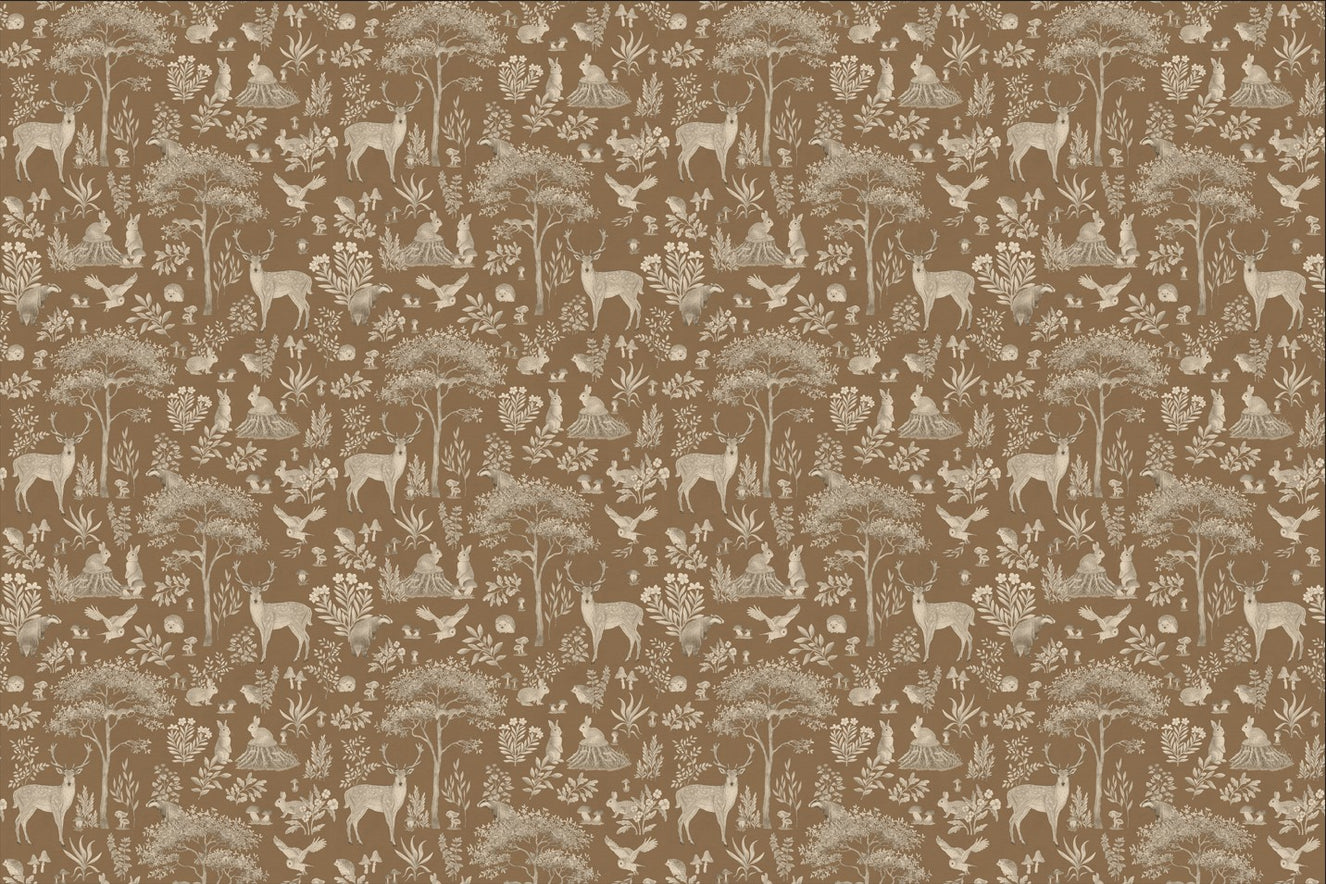 Vintage Brown Wildlife Wallpaper