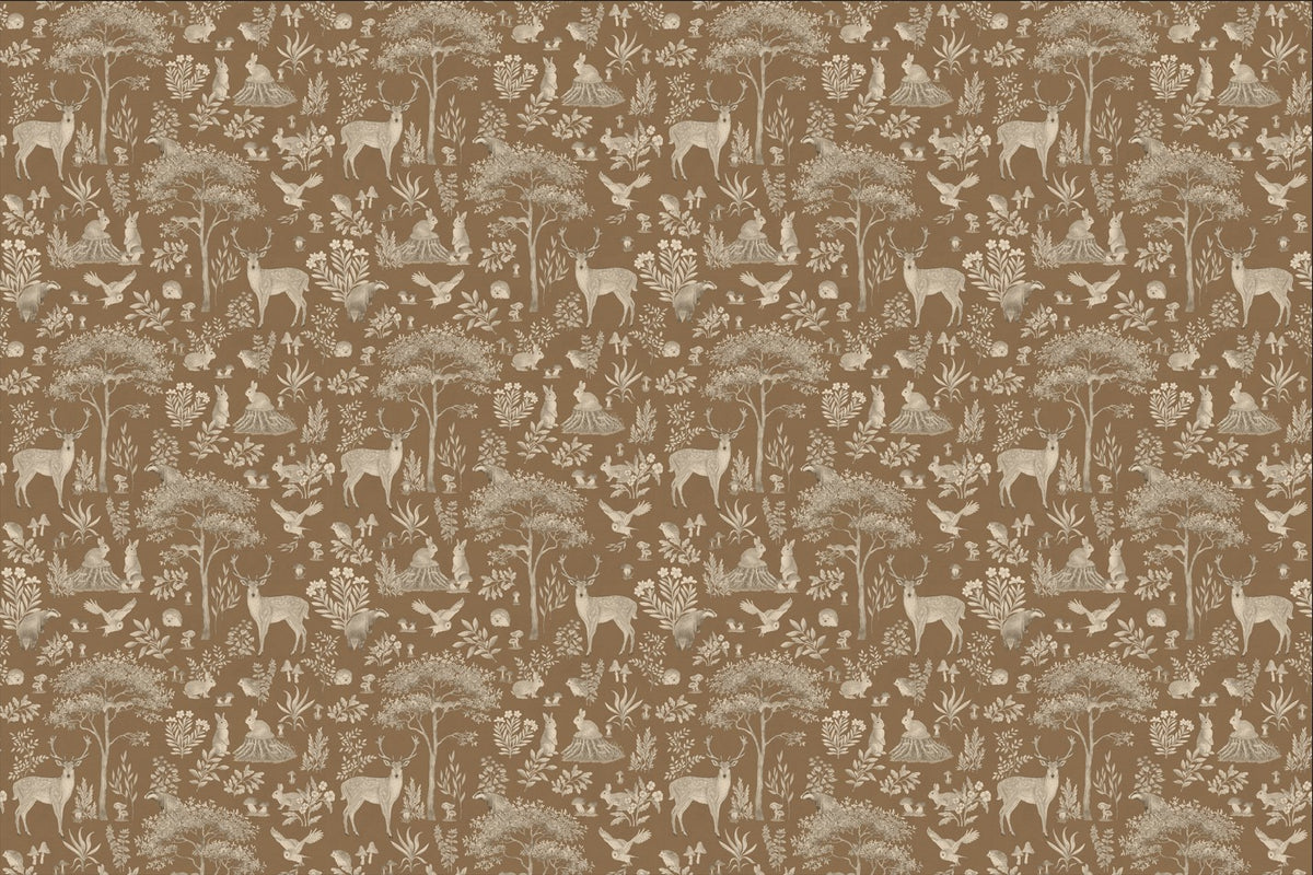 Vintage Brown Wildlife Wallpaper in your room