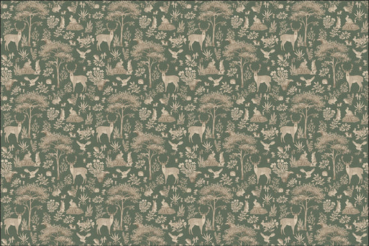 Vintage Green Wildlife Wallpaper