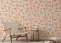 Light peach romantic heart and key design
