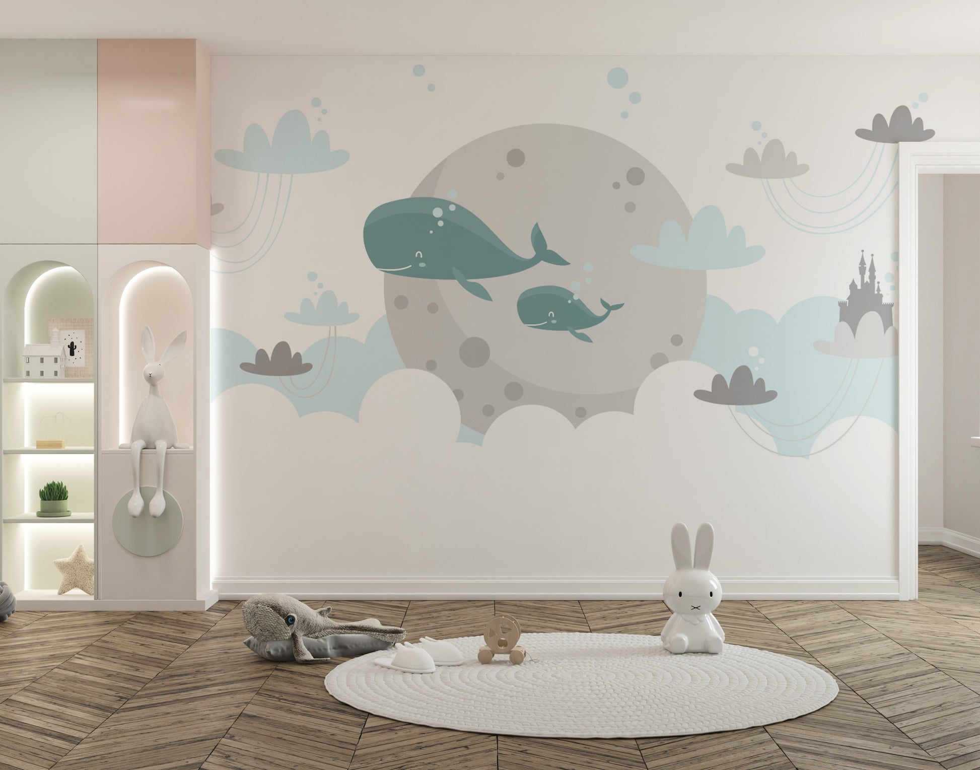 Magical Whale Castle Airborne Fantasy Wallpaper Mural - Giffywalls