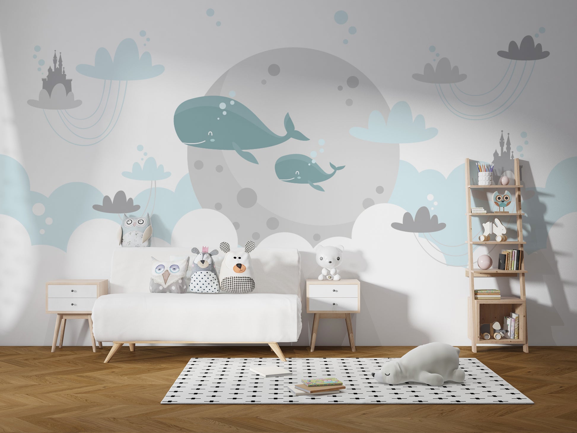 Magical Whale Castle Airborne Fantasy Wallpaper Mural - Giffywalls