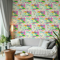 Playful mountain peaks and sky for children’s room

