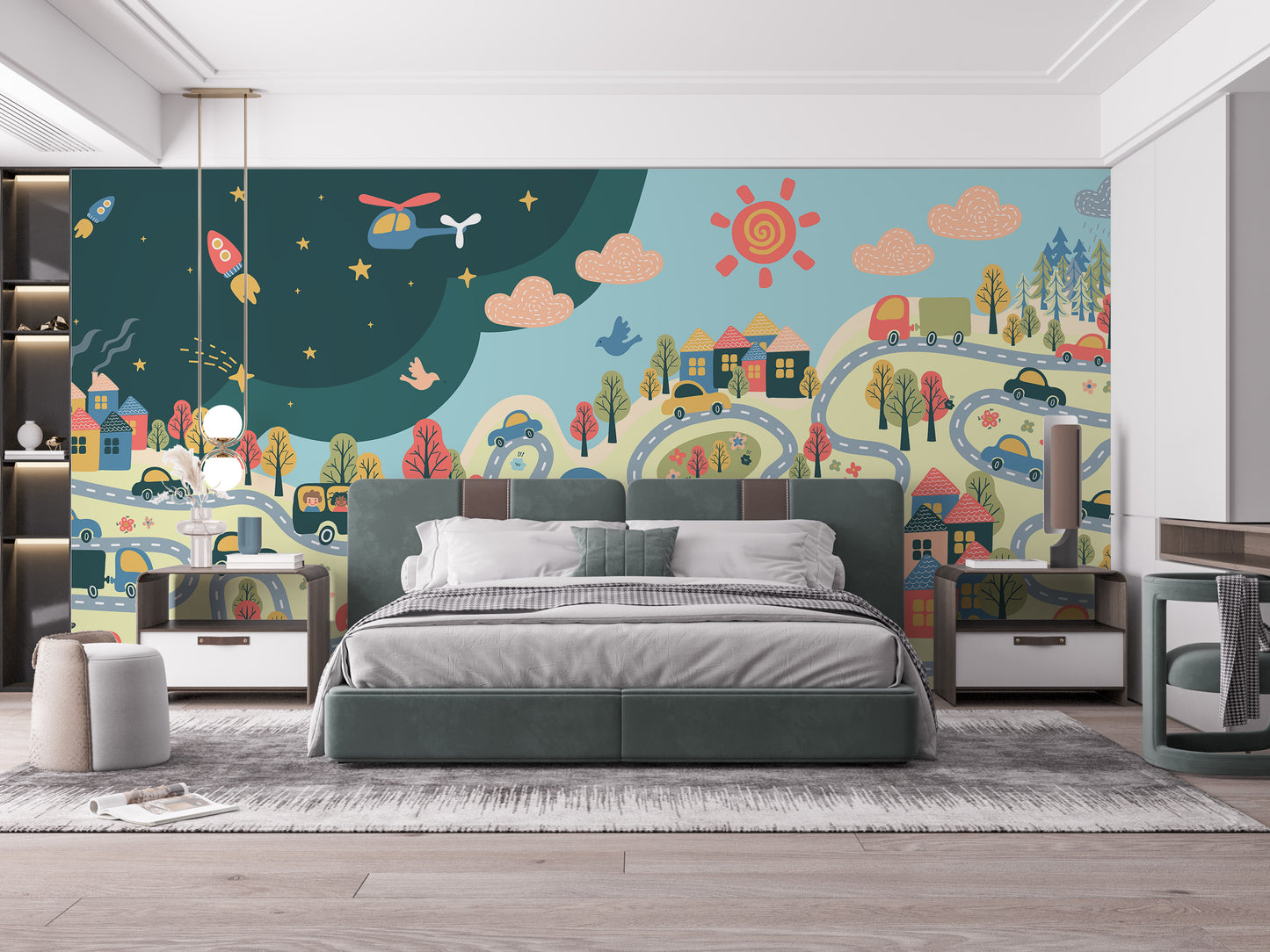 Urban adventure city wallpaper mural
