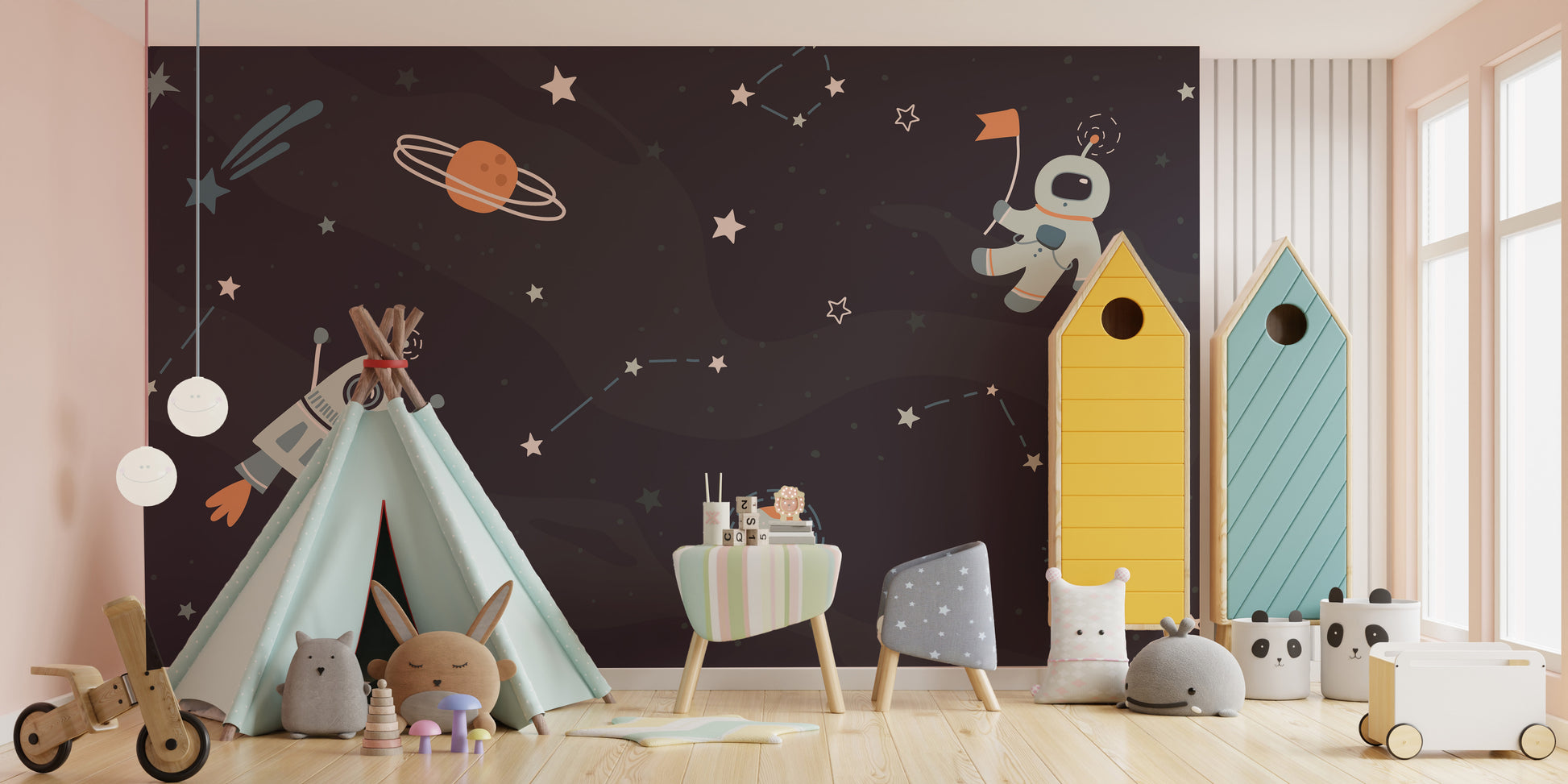 Kids Room Spaceship Rocket Wallpaper Murals - Giffywalls