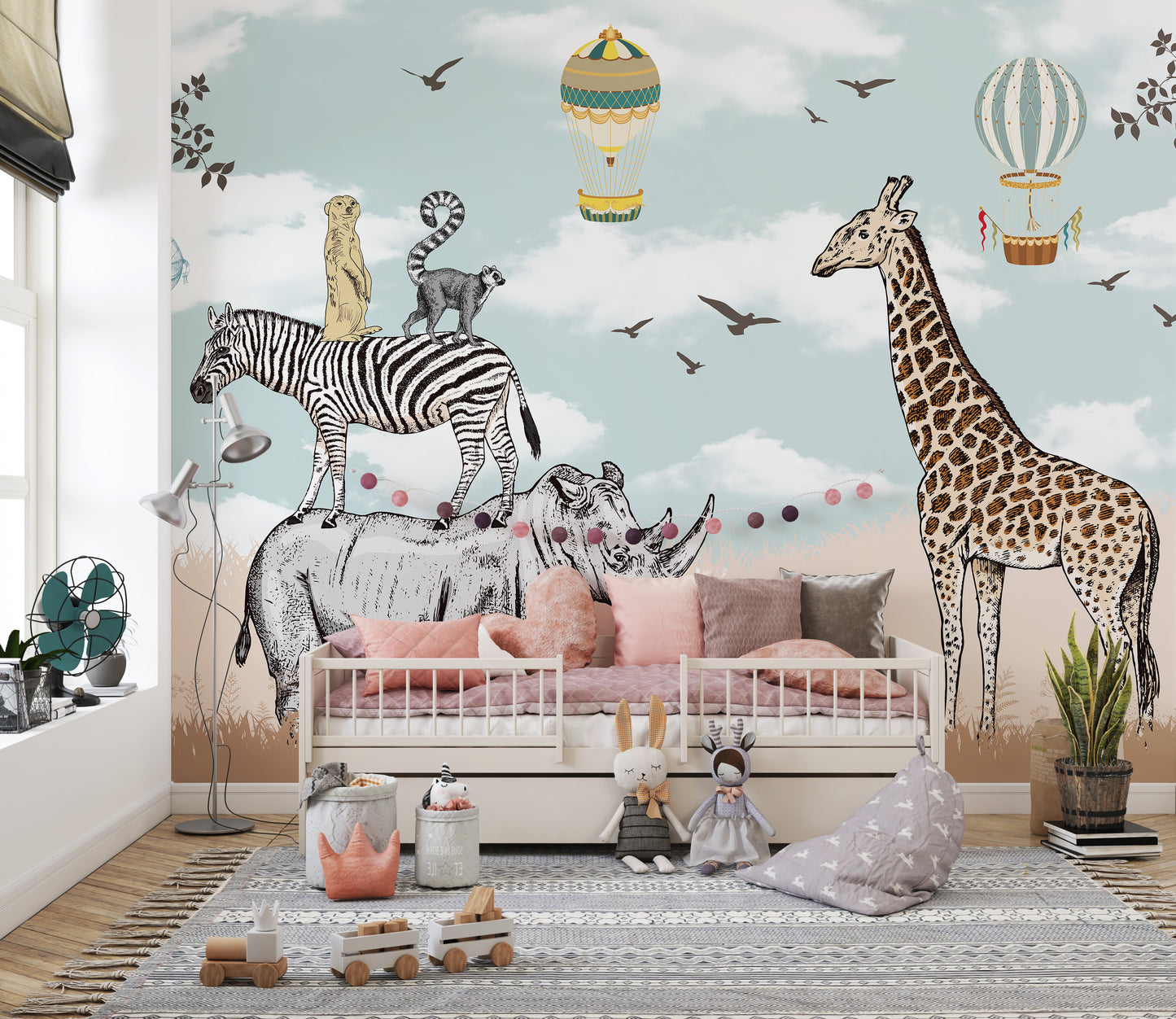 Savannah animals wallpaper for kids' walls
