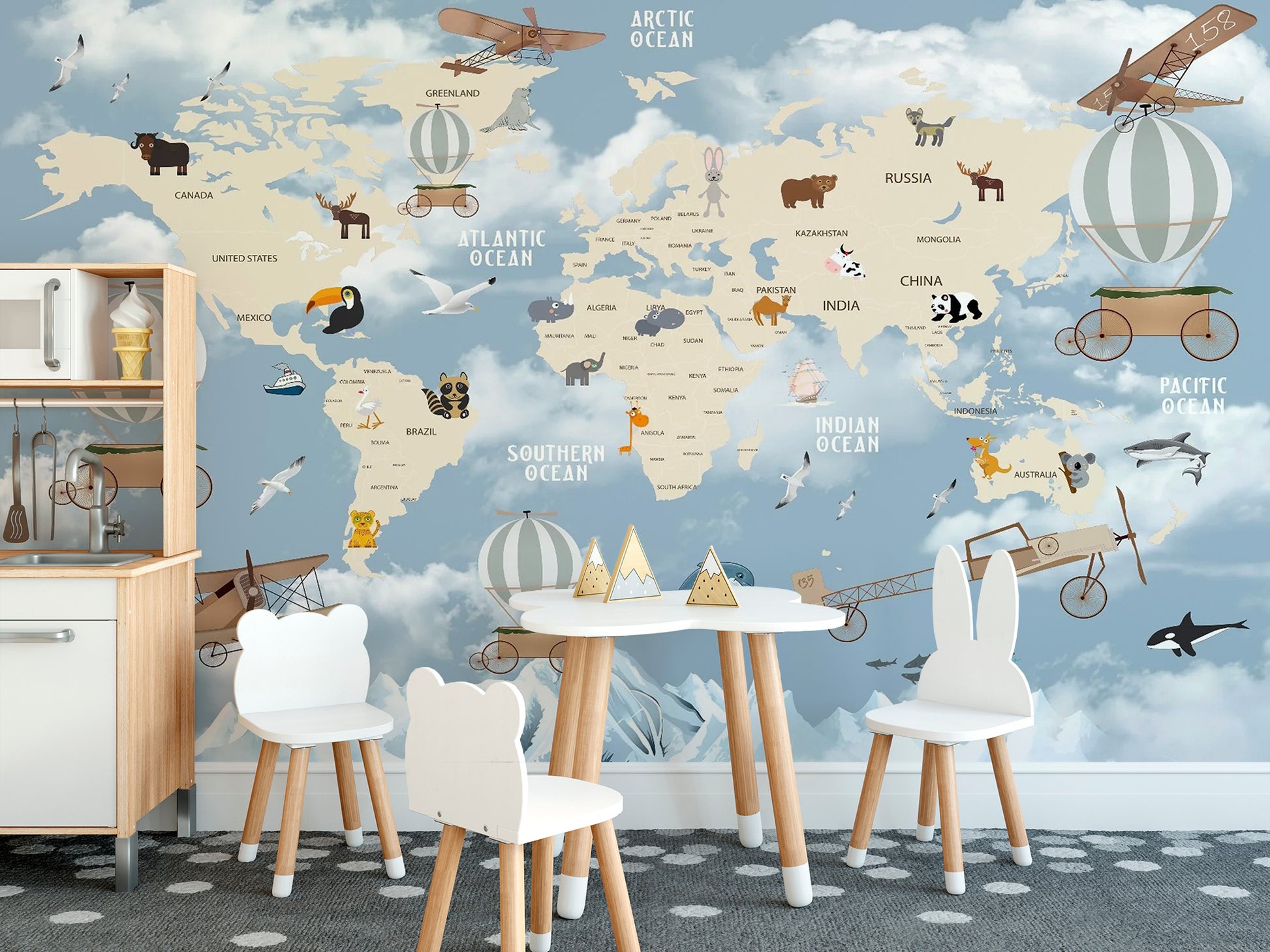 Children Room Wonderland World Map Wallpaper - Giffywalls