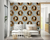 Nursery wall decor with gentle sea pattern wallpaper, light blue coastal theme