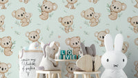Koala Cuddles mint Wallpaper