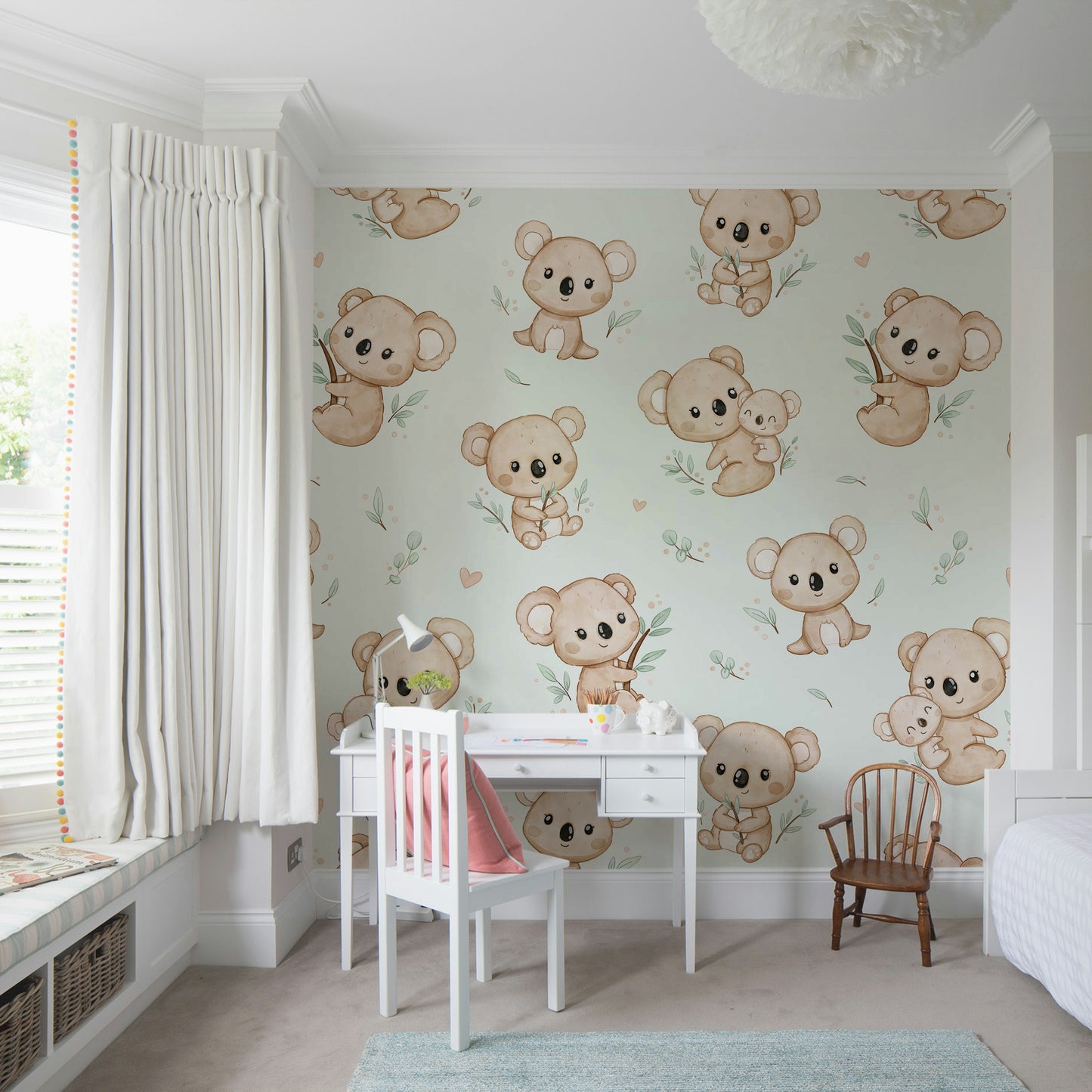 Koala Cuddles mint Wallpaper