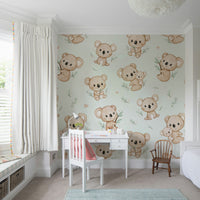 Koala Cuddles mint Wallpaper