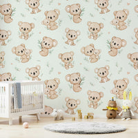 Koala Cuddles mint Wallpaper