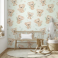 Koala Cuddles mint Wallpaper