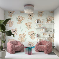 Koala Cuddles mint Wallpaper