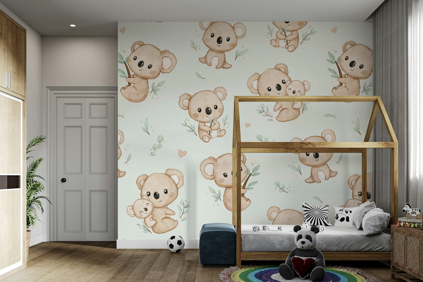 Koala Cuddles mint Wallpaper