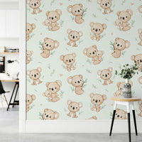 Koala Cuddles mint Wallpaper