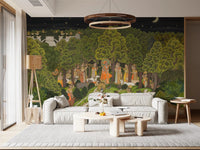 Krishna's Enchanted Forest Night wall mural in living room setting