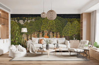 Hallway Krishna's Enchanted Forest Night wall mural featuring Krishna