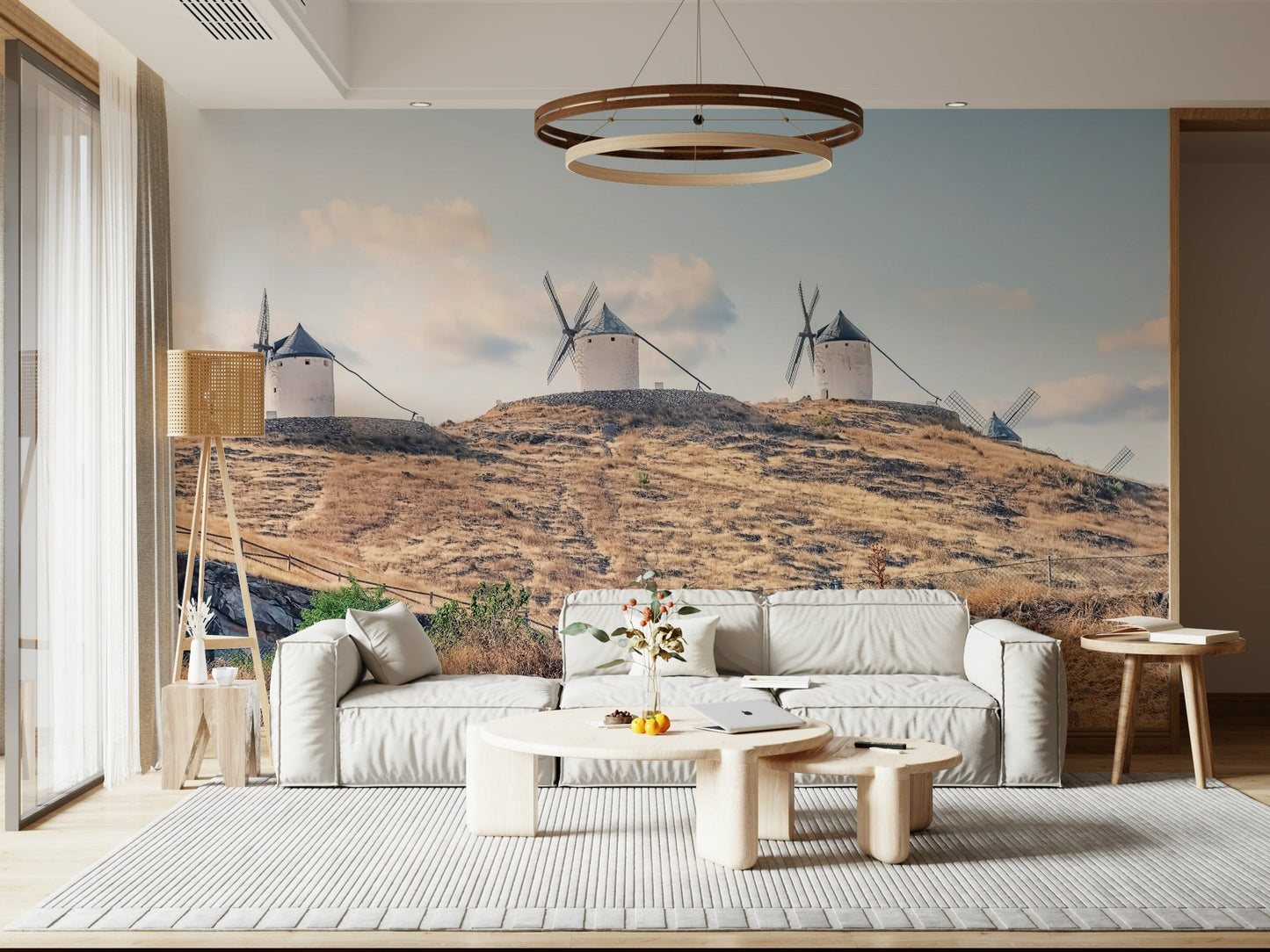 Ancient La Mancha Windmills structure amazing wallpaper mural artwork.