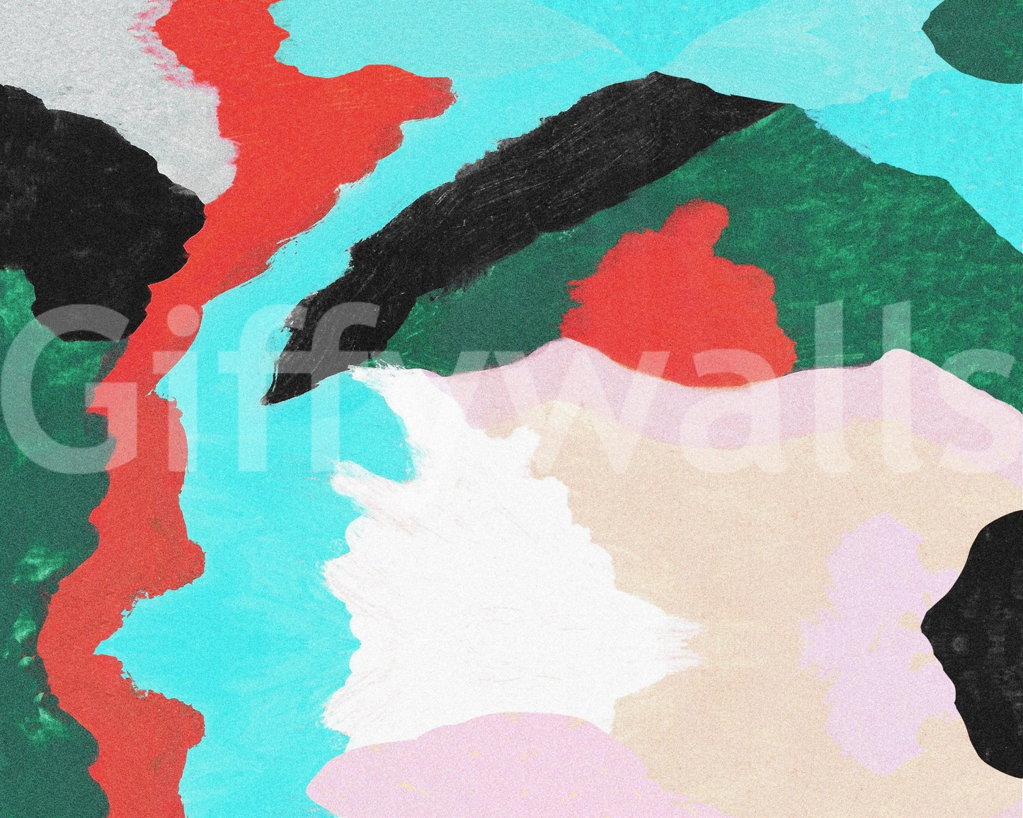 Graphic brushstrokes wallpaper. Lagoon Wall vivid abstract pattern.