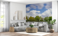 Serene outdoor landscape print, Lake Guardian Wall Mural for hallway