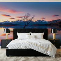 Atmospheric Lake Serenity Dusk wallpaper for walls, serene setting.