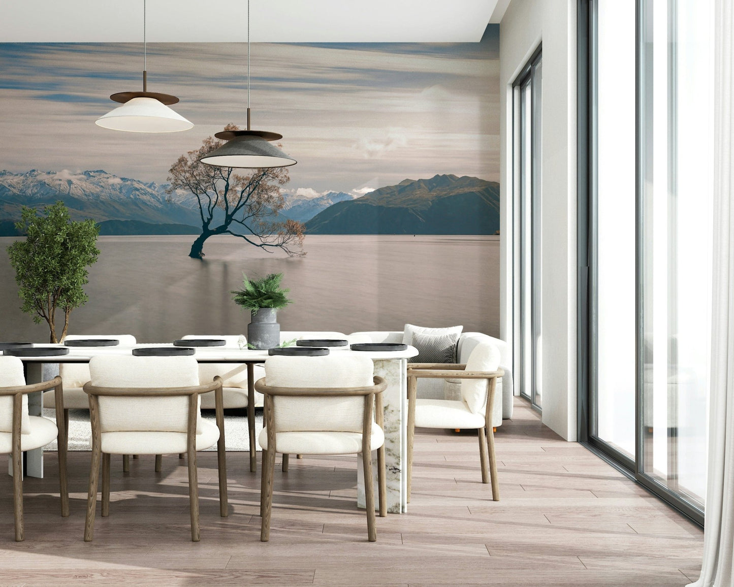 Minimalist wall decor Wanaka's famous willow, still lake, beautiful light reflections.