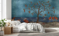 Lakeside Reverie wall mural adding calm character to a master bedroom