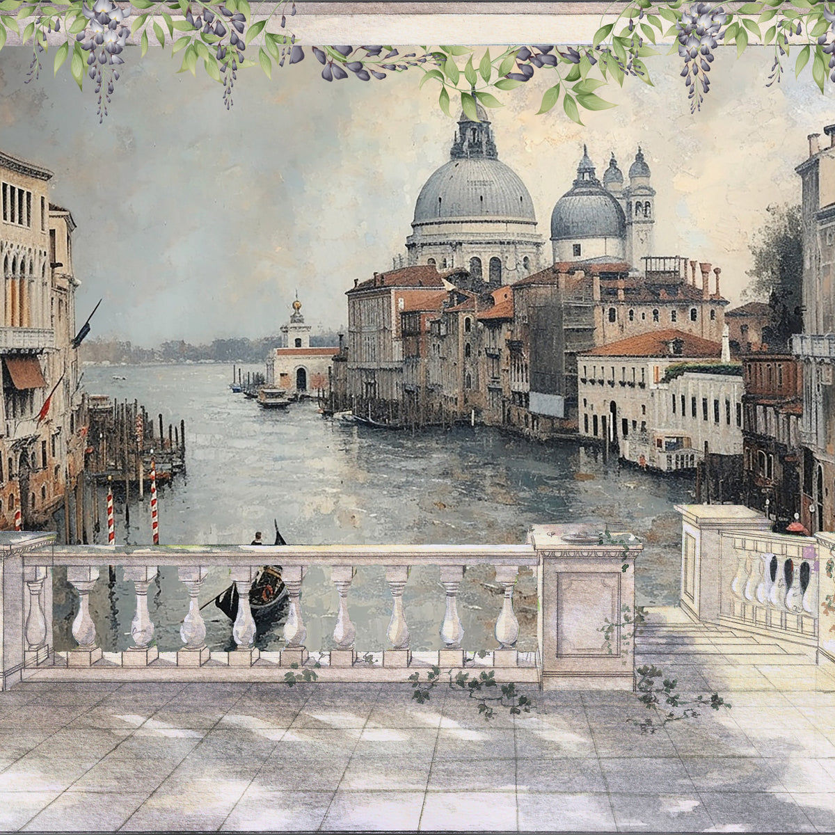 Venetian Canal View Wall Mural in your room — zoomed