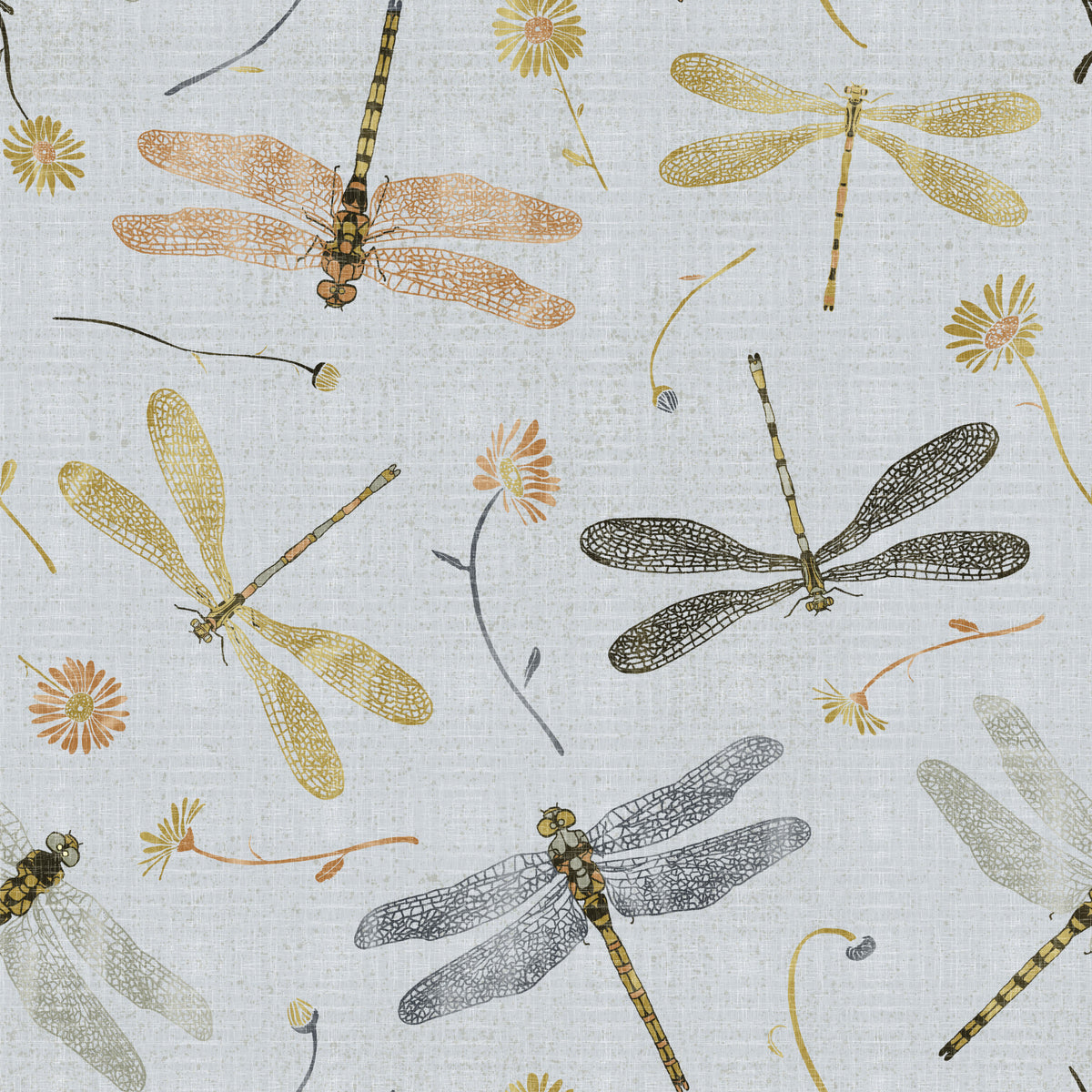 Dragonfly Damselfly Golden Gray Wallpaper in your room