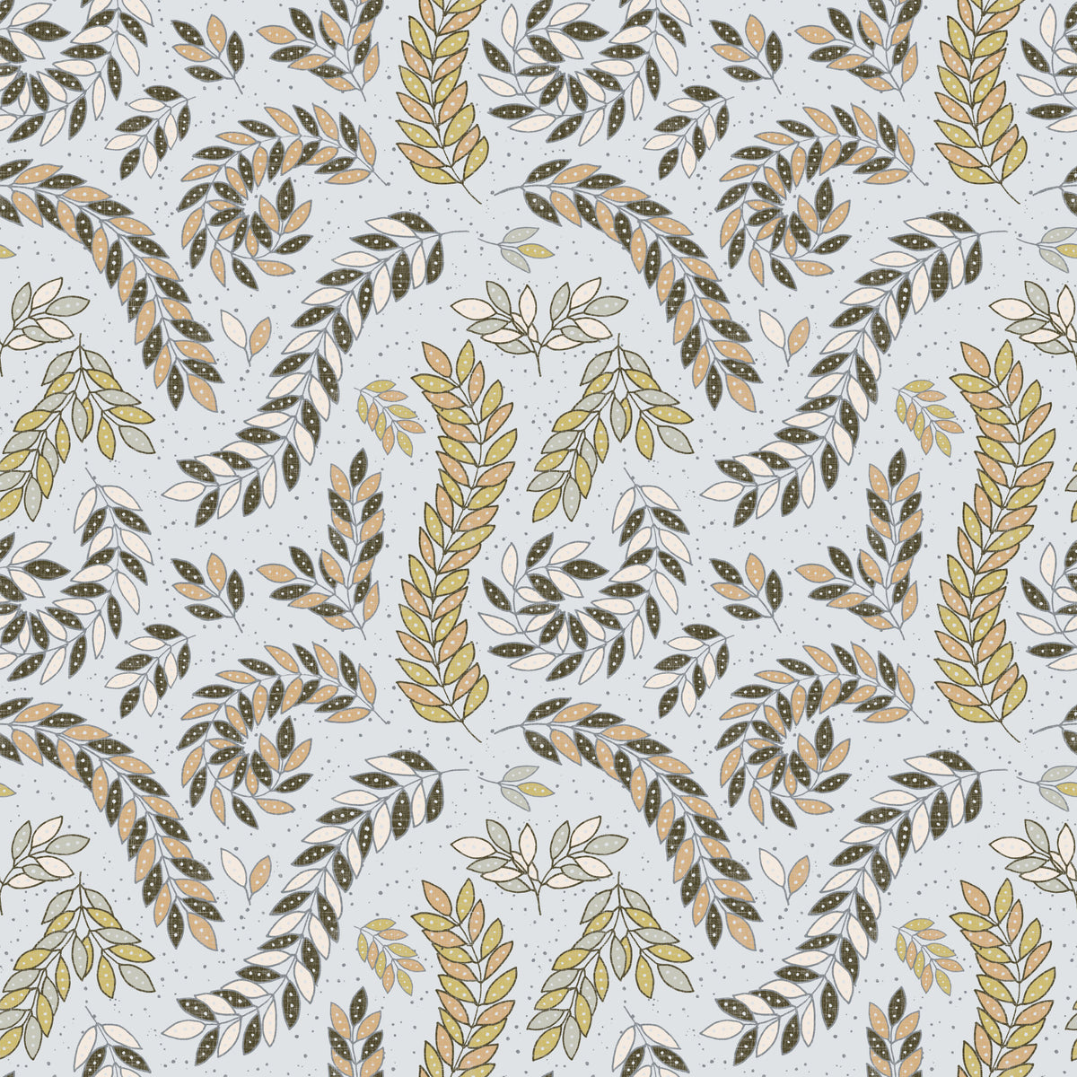 Vintage Foliage Golden and Gray Wallpaper in your room — zoomed