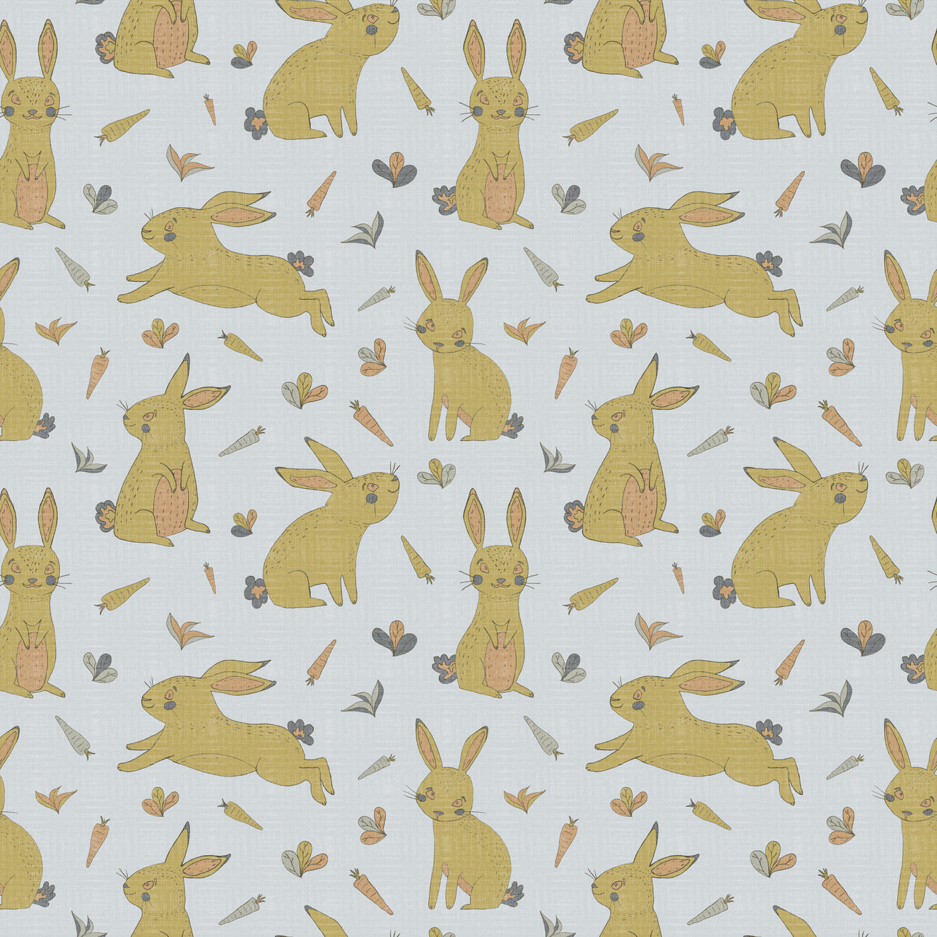 Bunnies and Rabbits Golden Gray Wallpaper