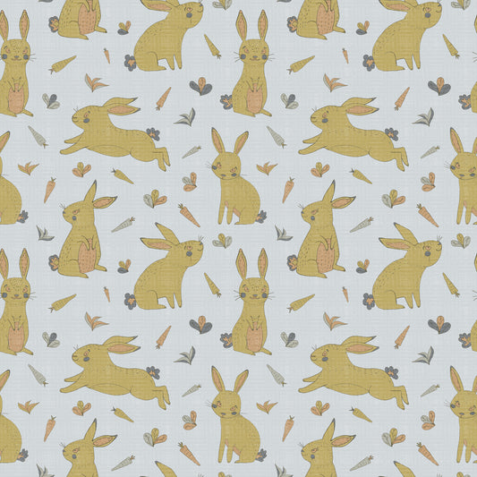 Bunnies and Rabbits Golden Gray Wallpaper