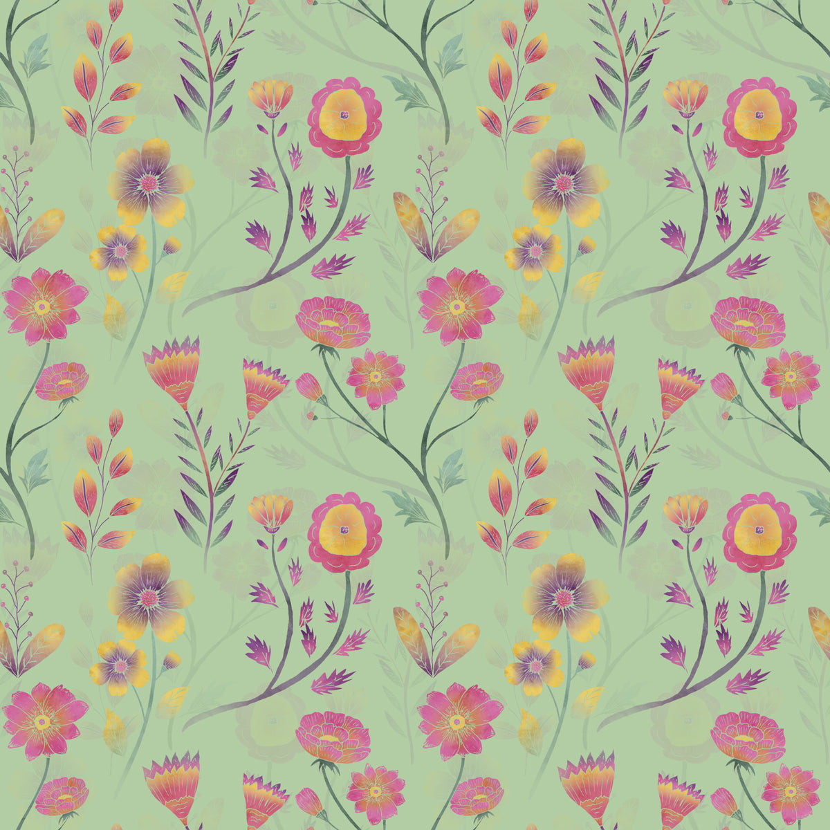 Luminous Floral Whispers Teal Wallpaper in your room