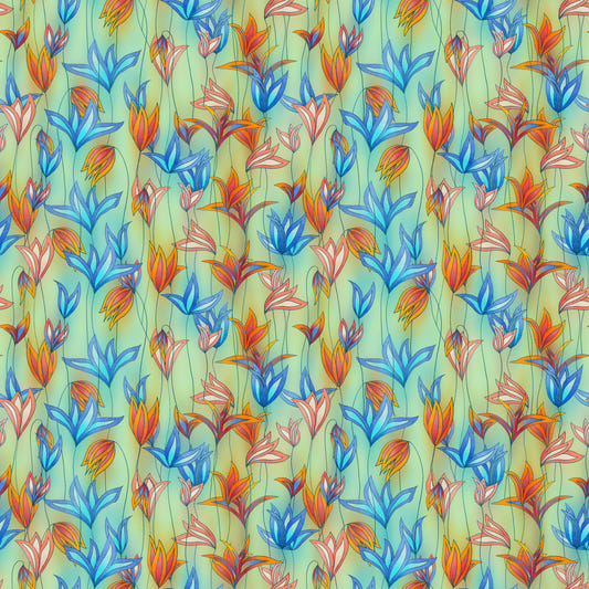 Big Bold Wildflowers Green Wallpaper