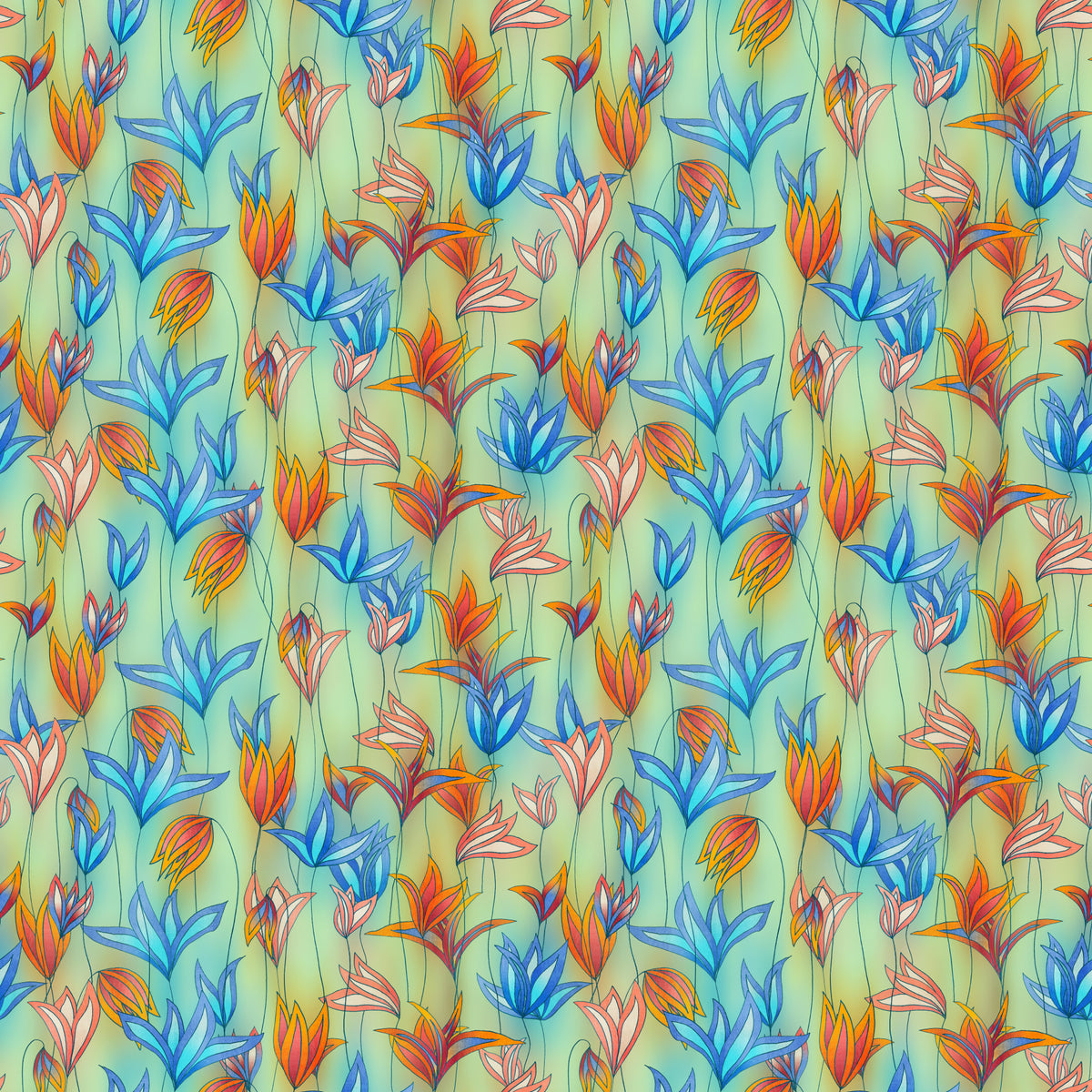 Big Bold Wildflowers Green Wallpaper in your room