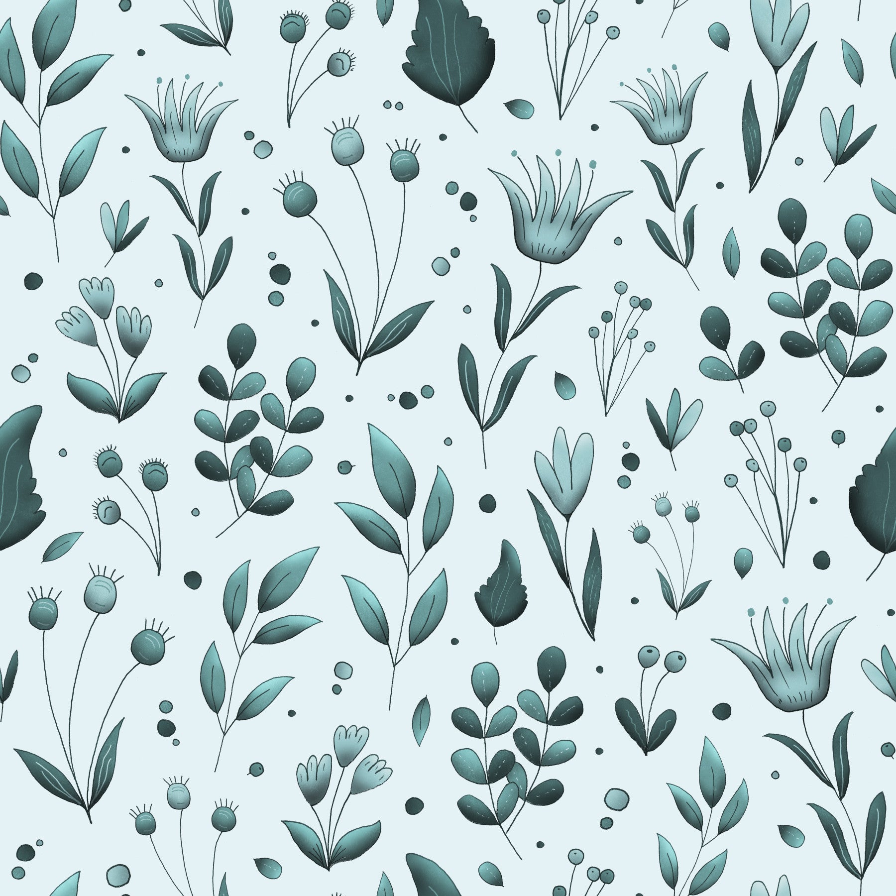 Serene Teal Garden Wallpaper