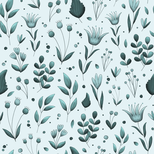Serene Teal Garden Wallpaper