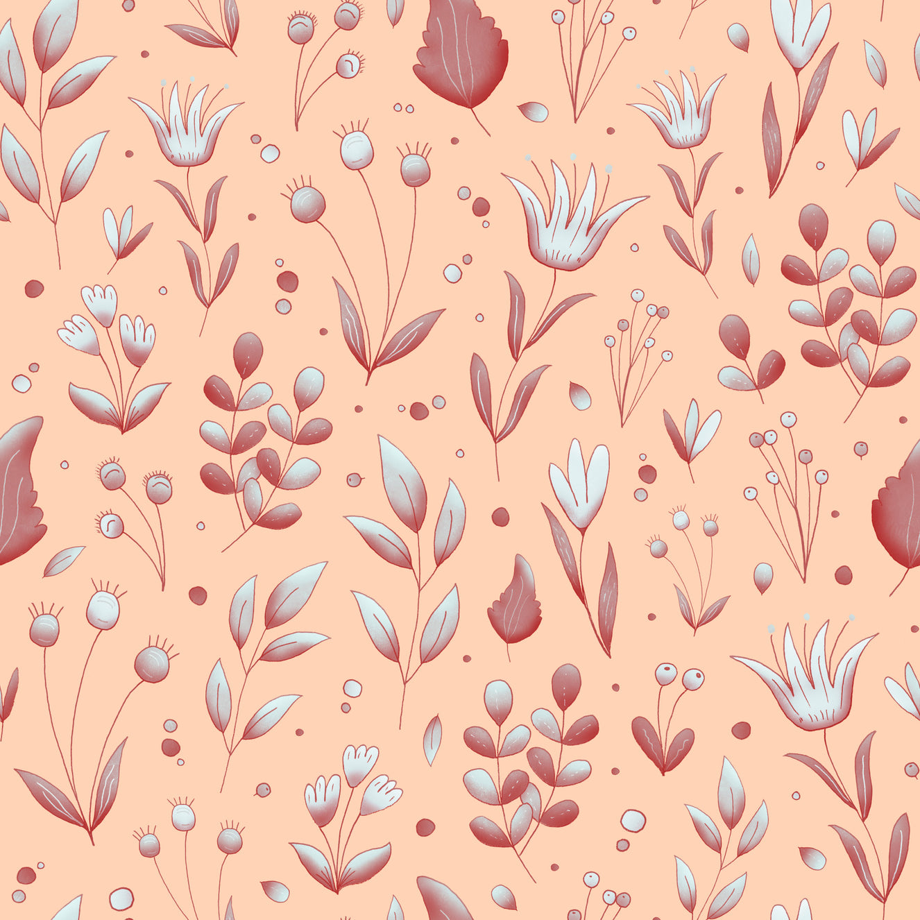 Serene Peach Tropical Garden Wallpaper