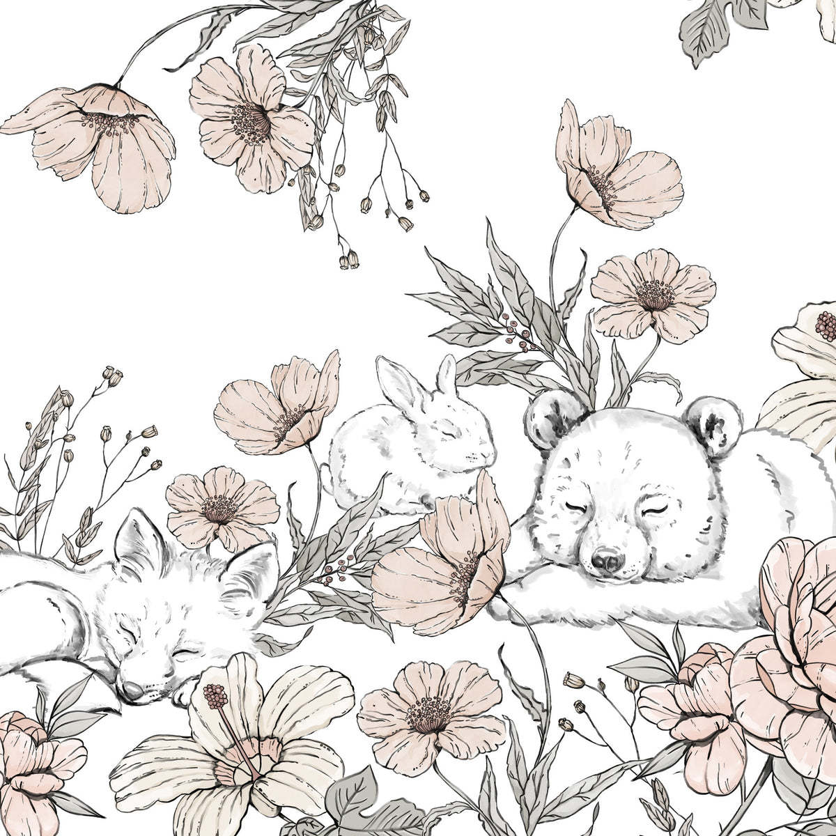 Sleeping Woodland Mural in your room — zoomed