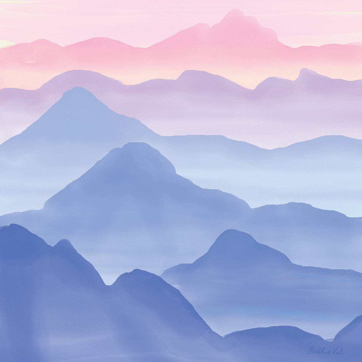 Watercolor Mountains in Pastel Colors Wall Mural in your room