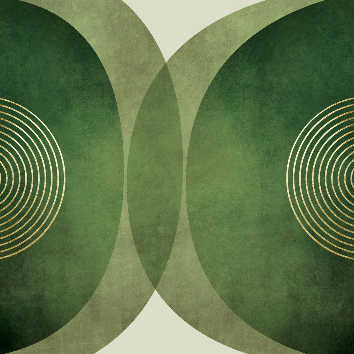Mid Century Modern Green Wall Mural in your room — zoomed
