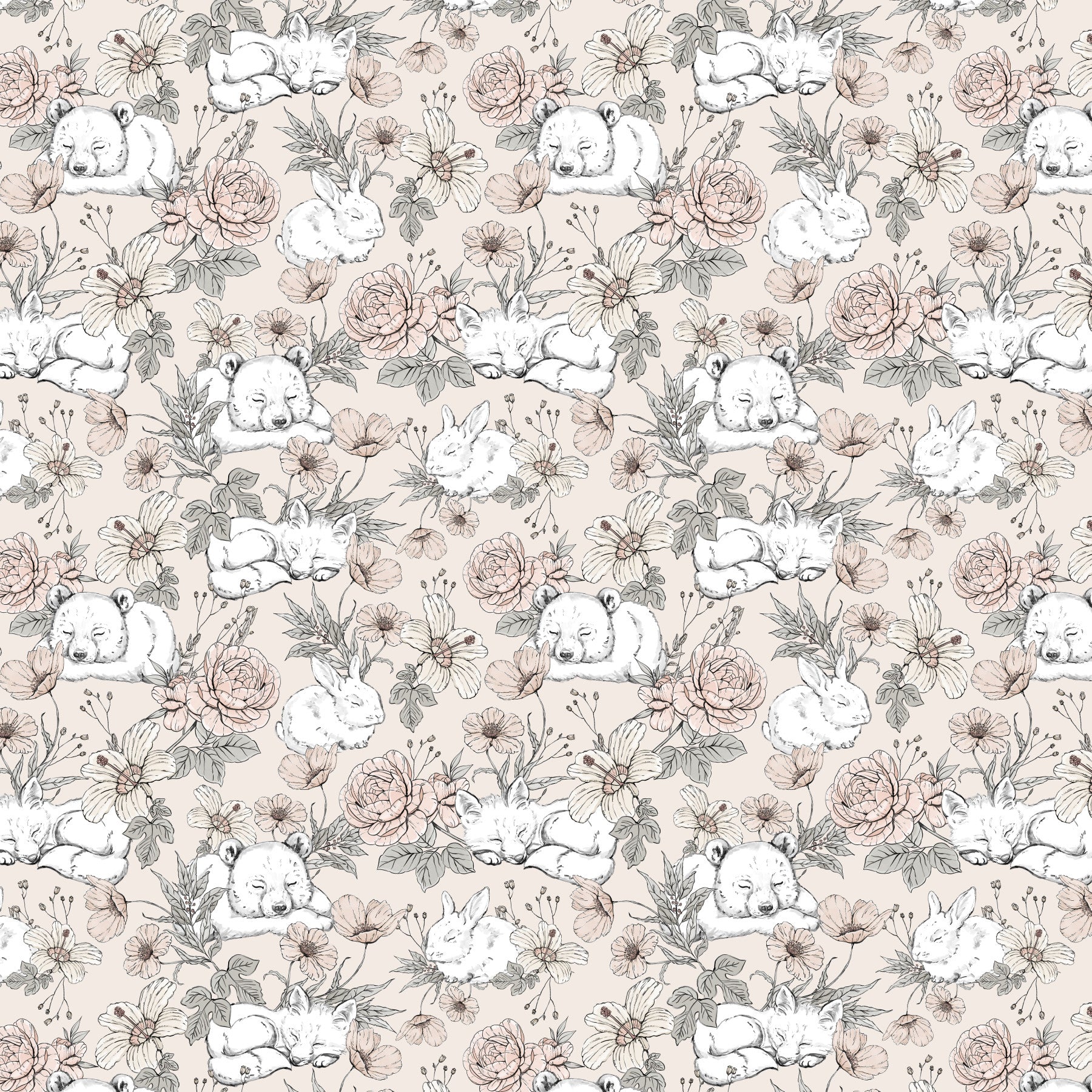 Sleeping Woodland Beige Wallpaper