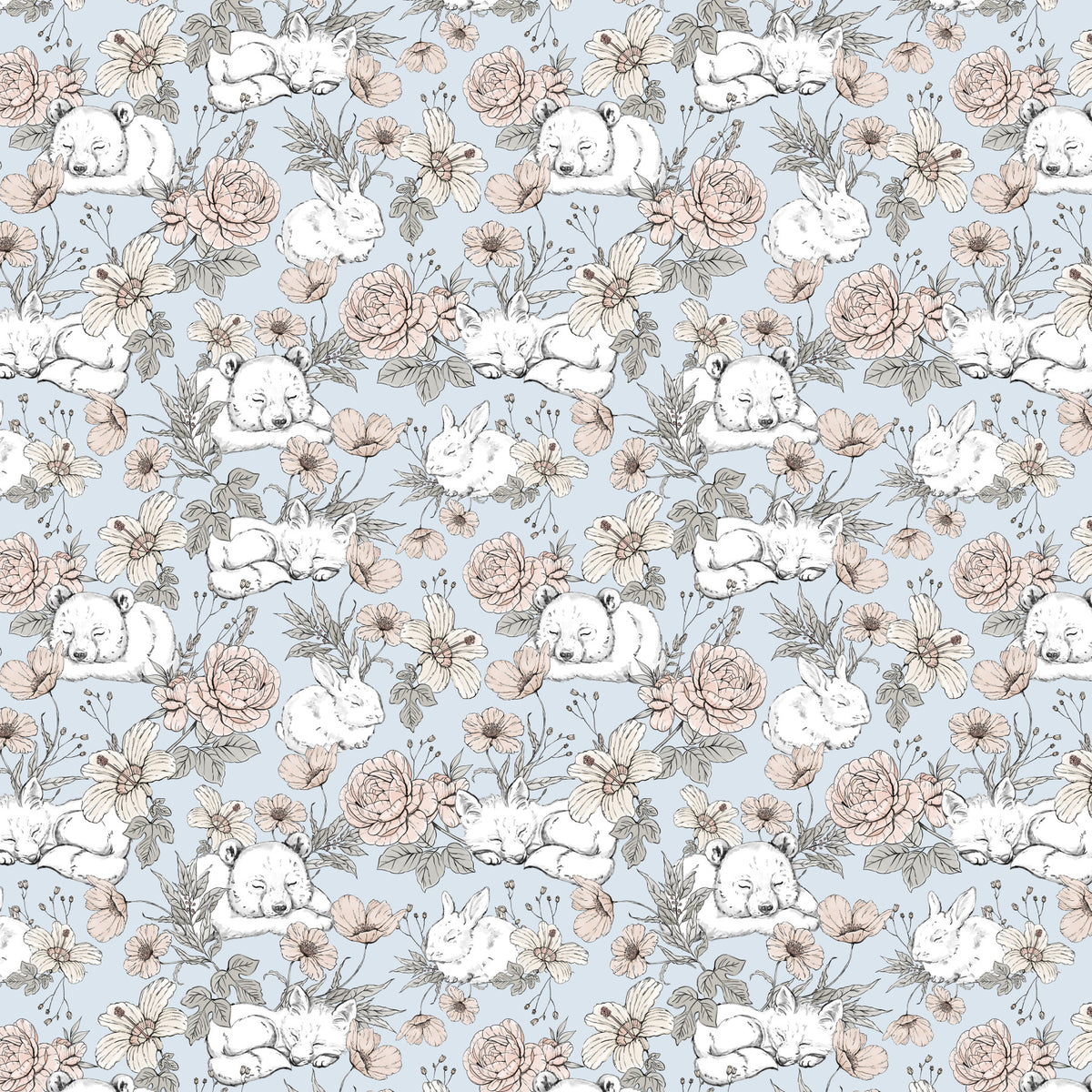 Sleeping Woodland Blue Wallpaper in your room