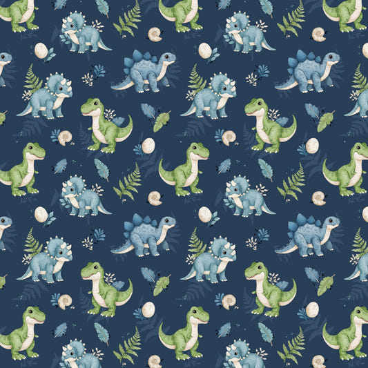 Dino Pals Navy Wallpaper